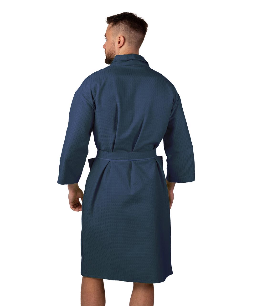 Халат вафельный Luxyart Кимоно р. 46-48 М хлопок Синий (LS-8774) - фото 2 Халат вафельный Luxyart Кимоно р. 46-48 М хлопок Синий (LS-8774) - фото 2
