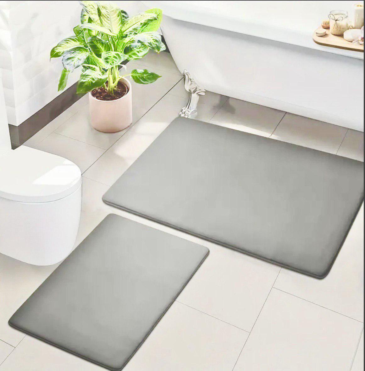 Набір килимків в ванну та туалет Smooth Premium Memory Foam 2в1 80х50/60х40 см Сірий (NKPSmooth0002) - фото 8 Набір килимків в ванну та туалет Smooth Premium Memory Foam 2в1 80х50/60х40 см Сірий (NKPSmooth0002) - фото 8