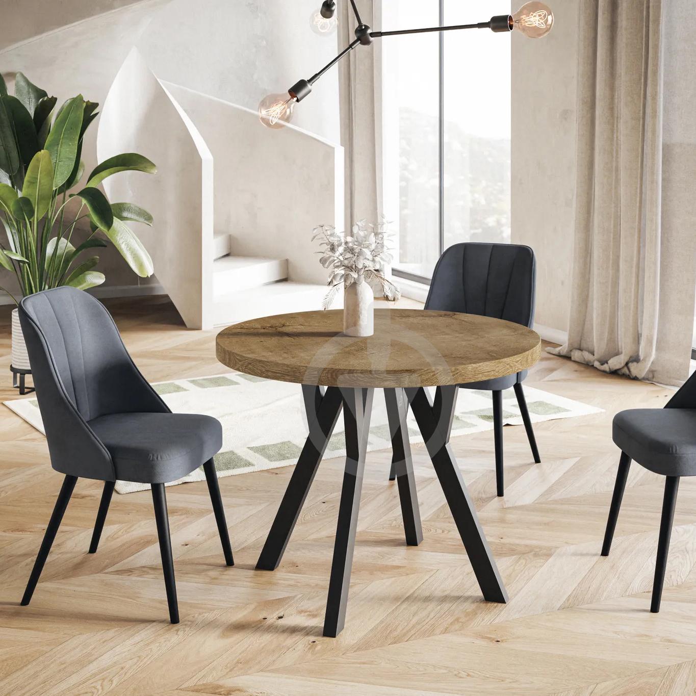 Стол кухонный круглый RoMax Lite Loft 80 см Орех Франклин/Черный - фото 2 Стол кухонный круглый RoMax Lite Loft 80 см Орех Франклин/Черный - фото 2