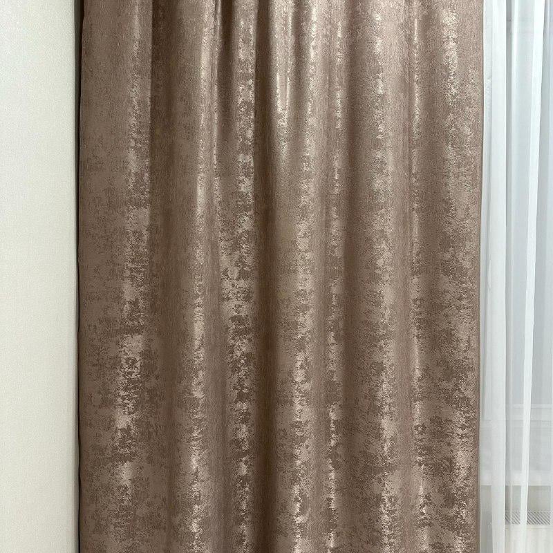 Шторы жаккардовые с мраморным узором среднее затемнение 1,5x2,7 м 2 шт. Кофейный (К1039-25) - фото 3