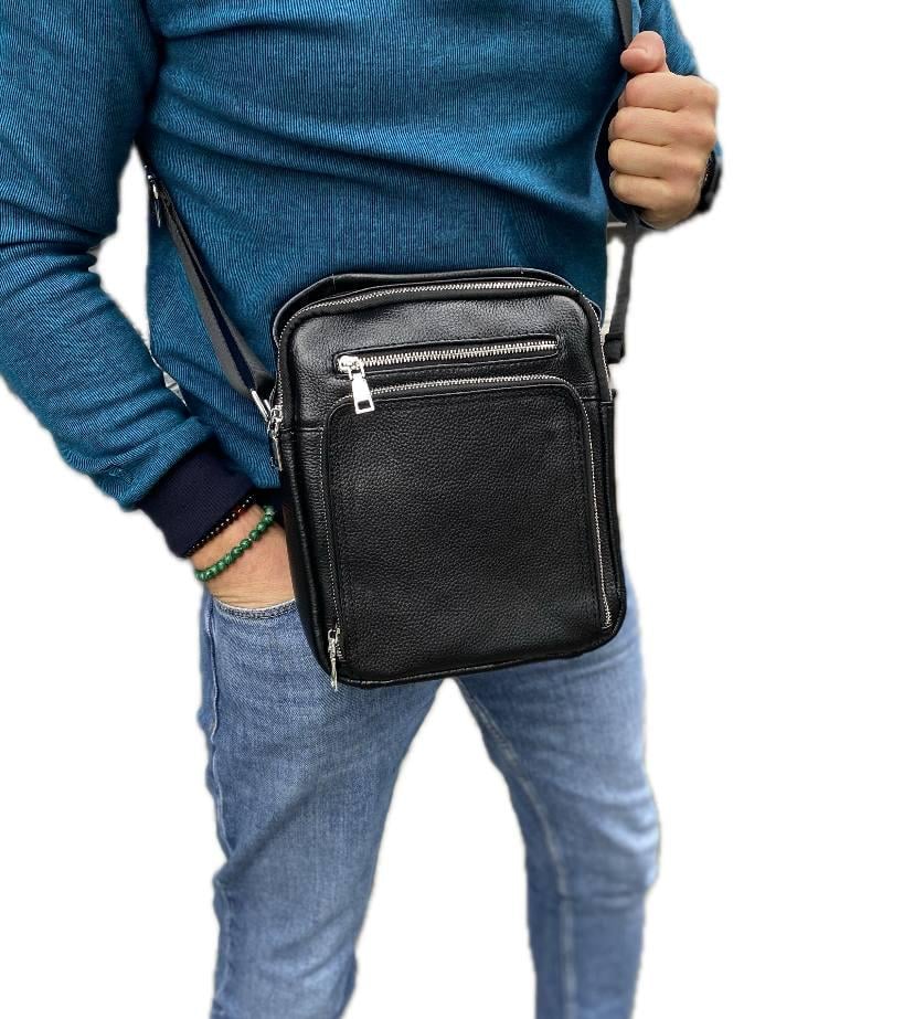 Сумка чоловіча з натуральної шкіри Alex 25х21х6 см (bg07)