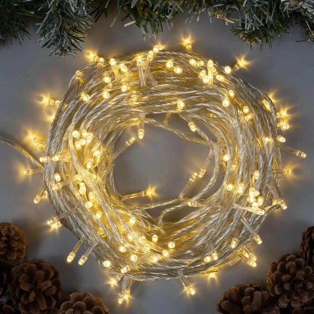 Гірлянда UKC 100 LED прозорий шнур Теплий Білий (2416306438) - фото 7 Гірлянда UKC 100 LED прозорий шнур Теплий Білий (2416306438) - фото 7