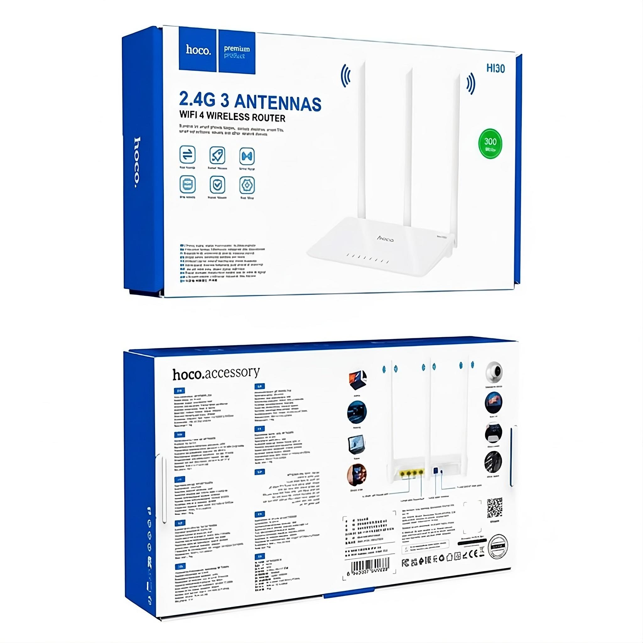 Роутер Hoco WiFi4 HI30 беспроводной 2.4GHz 300Mbps 3 антенны MT7628KN (30775371) - фото 3 Роутер Hoco WiFi4 HI30 беспроводной 2.4GHz 300Mbps 3 антенны MT7628KN (30775371) - фото 3