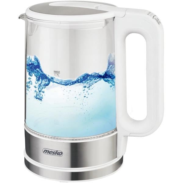 Електрочайник Mesko MS 1301 скляний з установкою температури 2200 Вт 1,7 л White (MS1301W)