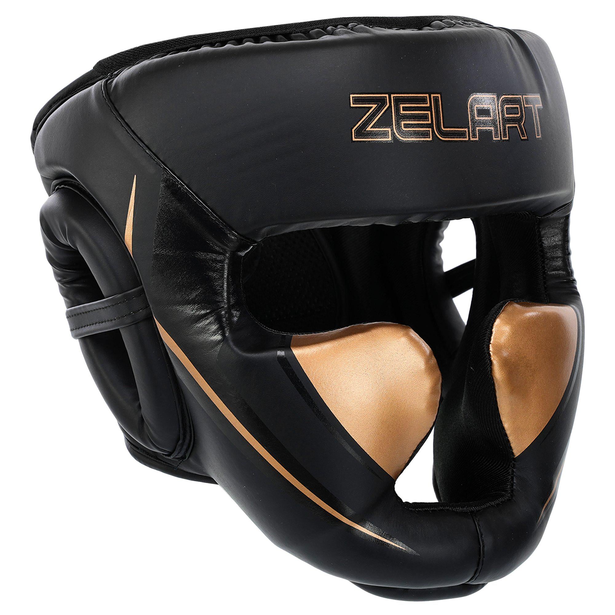 Шлем боксерский с полной защитой Zelart BO-1229 XL Черно-золотой (33228958)