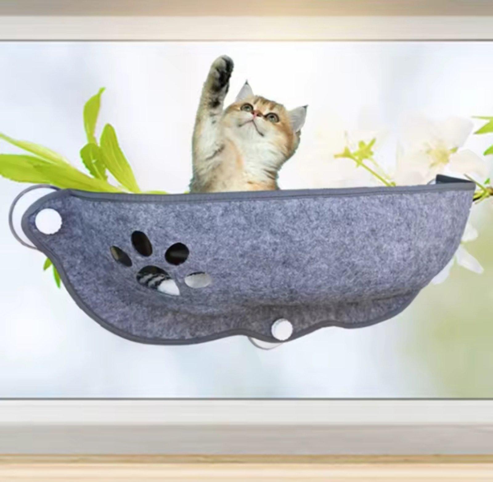 Лежак для кішки віконний з міцними присосками Сірий 52 см (1652) - фото 4 Лежак для кішки віконний з міцними присосками Сірий 52 см (1652) - фото 4