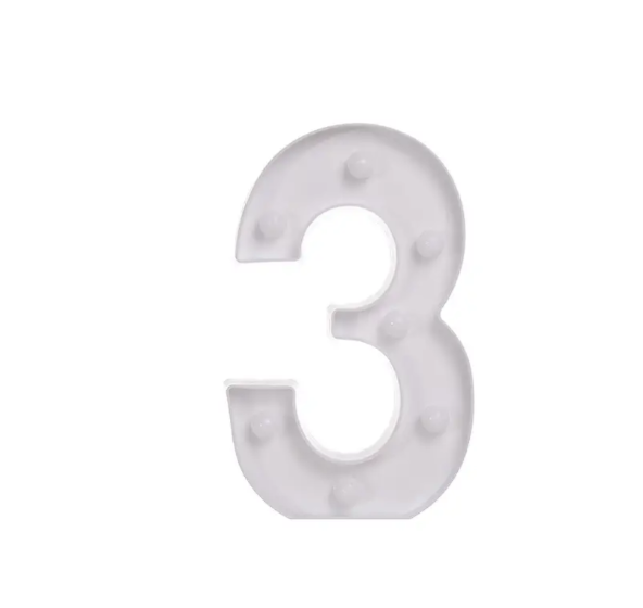 Цифра об'ємна 3 Led декоративна маленька 21x13 см Білий (1899/3) - фото 2