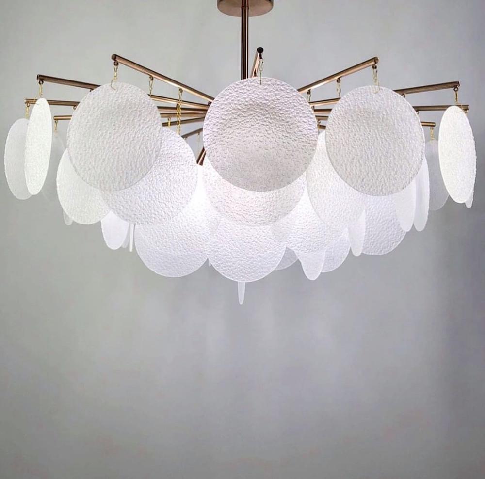 Люстра потолочная со стеклянными пластинами Ø 80 см 8 ламп Медный (AT 11 Rose Gold)