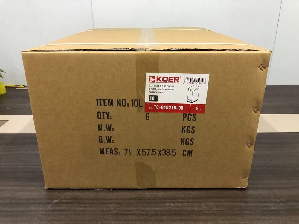 Мусорное ведро с плавным закрытием Koer TC-010210-08 прямоугольное 10 л Белый (KR5598) - фото 3 Мусорное ведро с плавным закрытием Koer TC-010210-08 прямоугольное 10 л Белый (KR5598) - фото 3