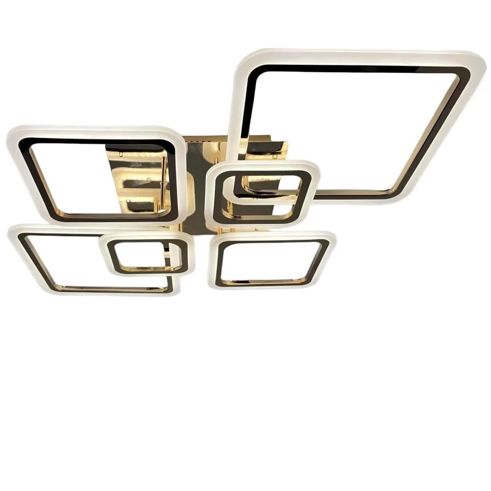 Люстра стельова світлодіодна Light House SL-18183/2/2/2 FG 159W DIMMER 3000-6000 H140хL1000хW680 Золотий