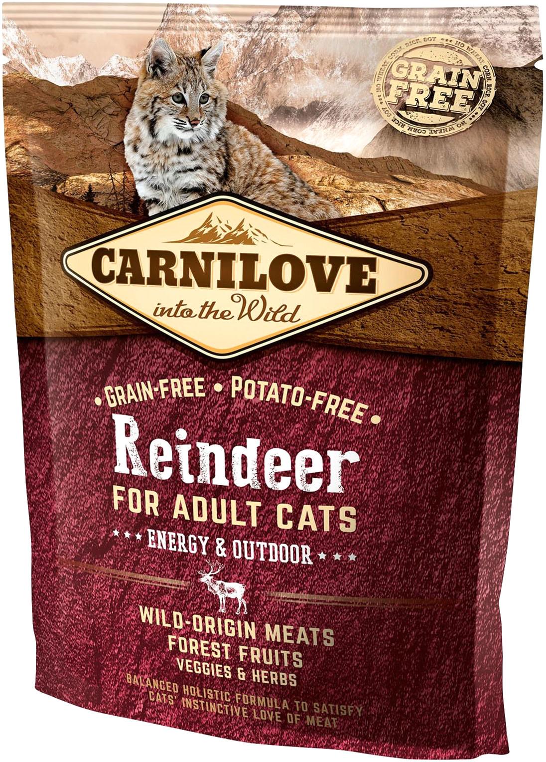 Корм сухий для дорослих активних кішок Carnilove Raindeer Energy&Outdoor 400 г (8595602512263)