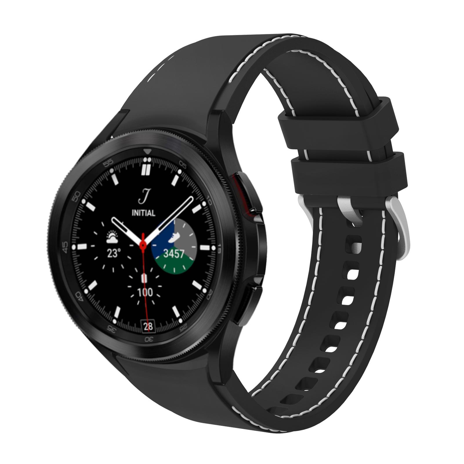 Ремешок силиконовый Watchbands Galaxy RLine для Samsung Galaxy Watch 4 44 мм Черно-белый (EP17-2WB80052350)