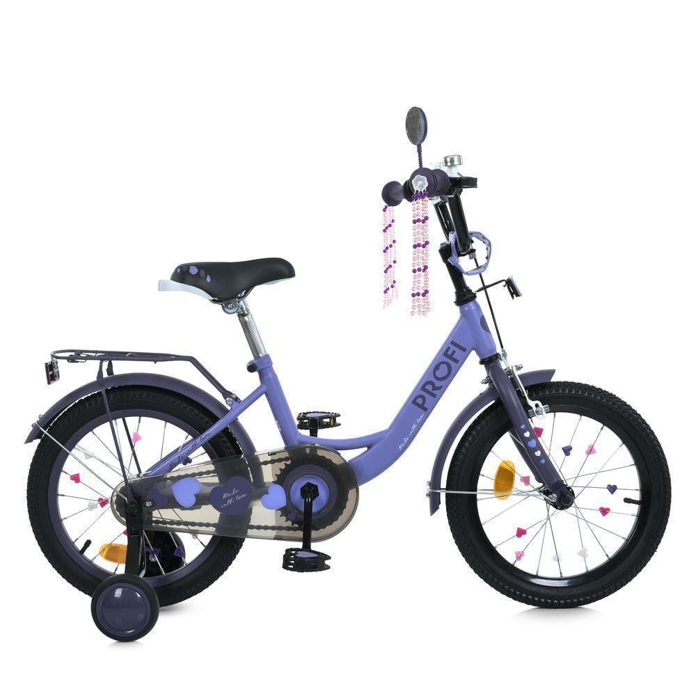 Велосипед для дівчинки PROF1 Princess 14" з багажником Бузковий - фото 2 Велосипед для дівчинки PROF1 Princess 14" з багажником Бузковий - фото 2