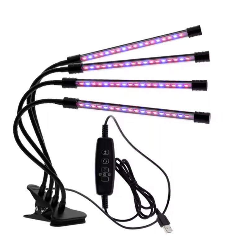 Фитолампа для растений светодиодная Plant Grow Light от USB на клипсе/на 4 лампы Розовый (MX-00009085)