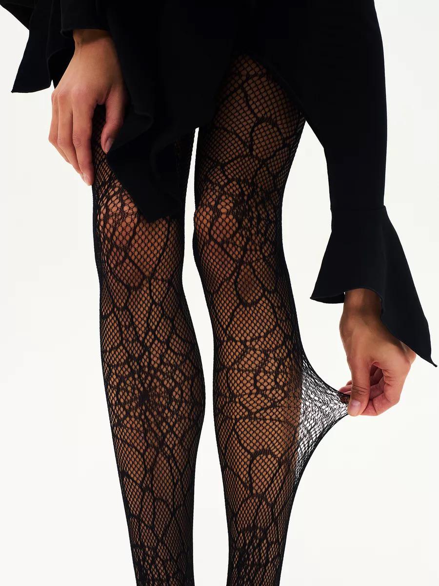Колготки с рисунком паутины ажурные капроновые сетчатые XS-3XL - фото 3 Колготки с рисунком паутины ажурные капроновые сетчатые XS-3XL - фото 3