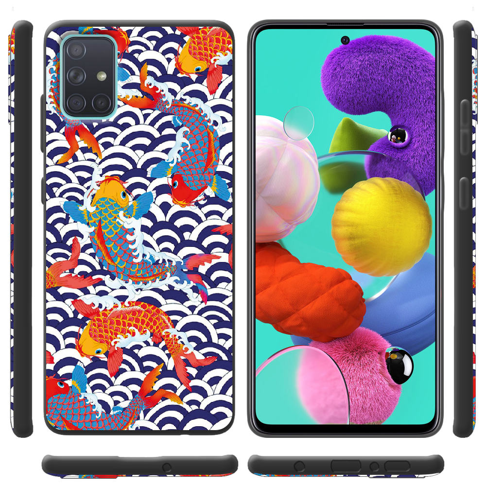 Чехол BoxFace Samsung A715 Galaxy A71 Koi Fish Черный силикон (38850-up2477-38948) - фото 2