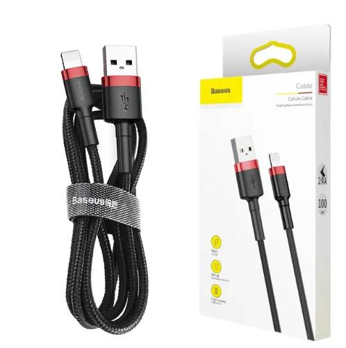 Кабель BASEUS Cafule Cable USB 2.4A 1 м Red/Black (CALKLF-B19) - фото 2