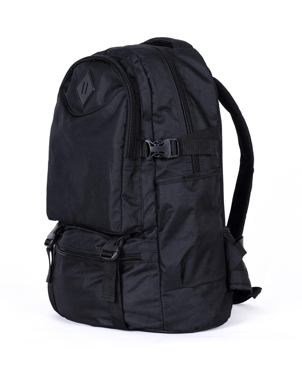 Рюкзак мужской однотонный вместительный непромокаемый Черный - фото 3