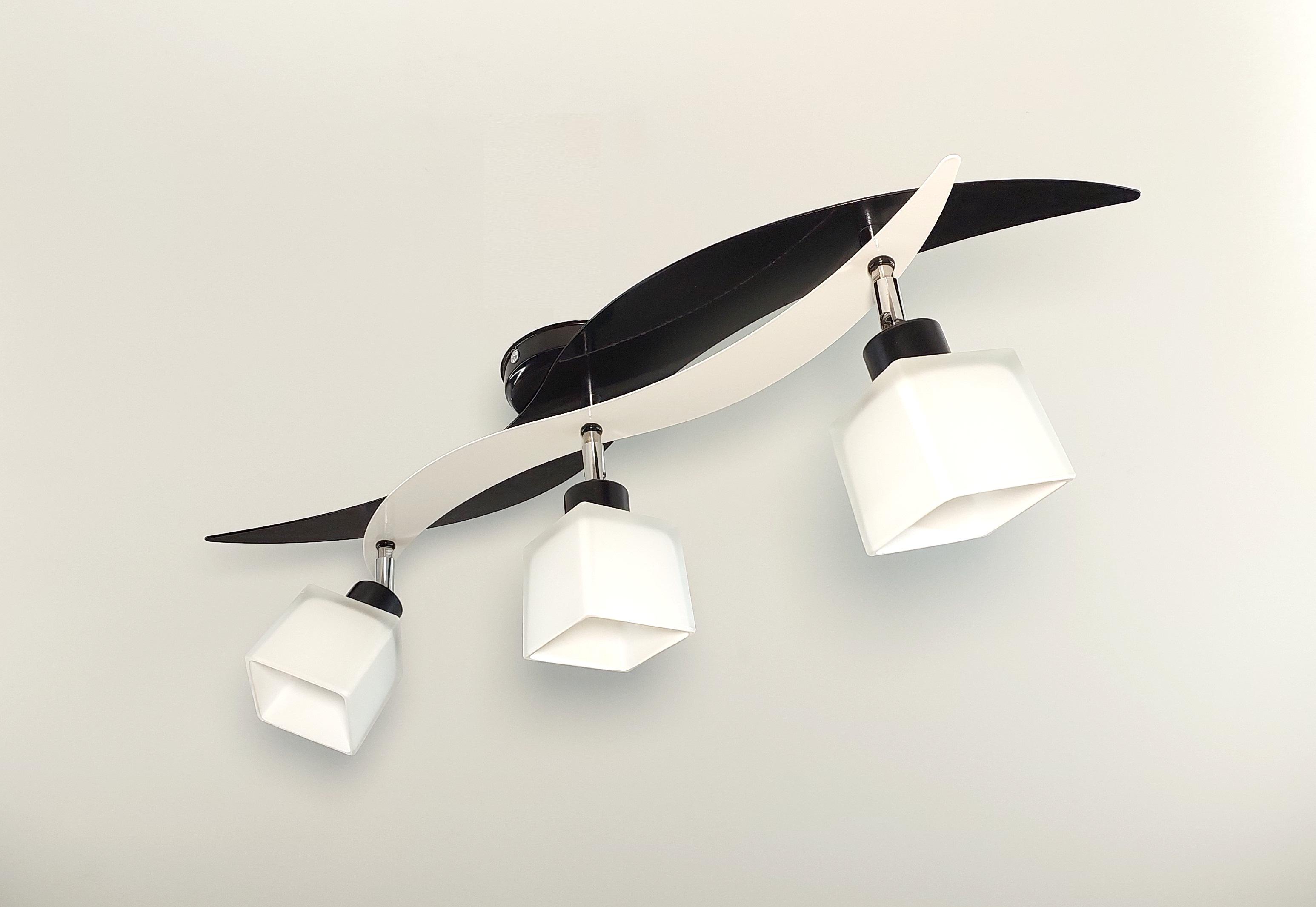 Люстра потолочная 8008/3 на три поворотных плафона металлическая Черный/Белый - фото 3 Люстра потолочная 8008/3 на три поворотных плафона металлическая Черный/Белый - фото 3