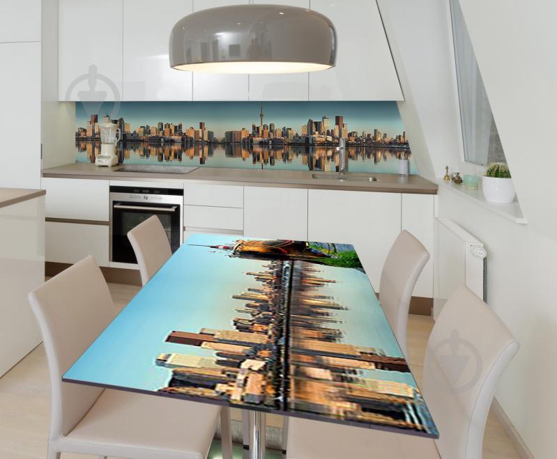Наклейка виниловая на стол Zatarga  "Отражение города на рассвете"  600х1200 мм