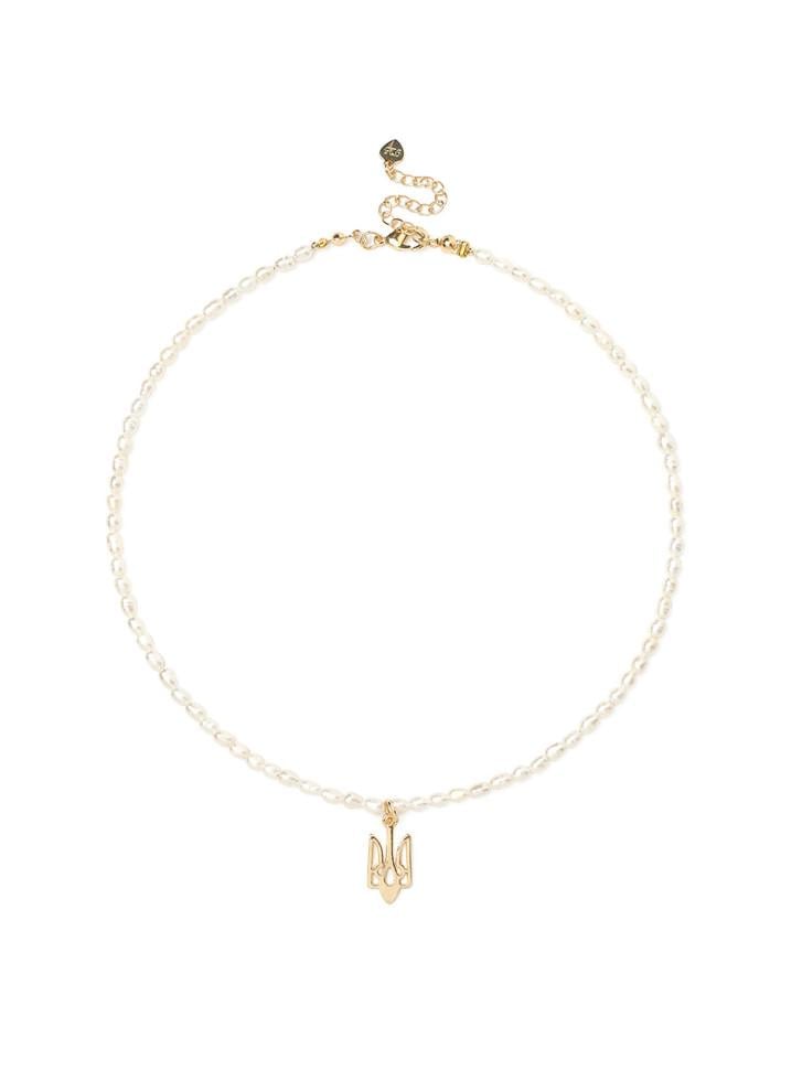 Чокер перлинний із підвіскою герб України (5070)