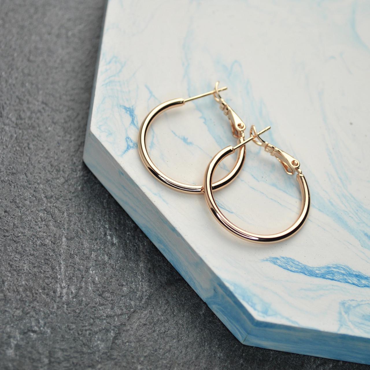 Сережки кольца конго медицинская сталь позолота 2,5 см (x050) - фото 3 Сережки кольца конго медицинская сталь позолота 2,5 см (x050) - фото 3