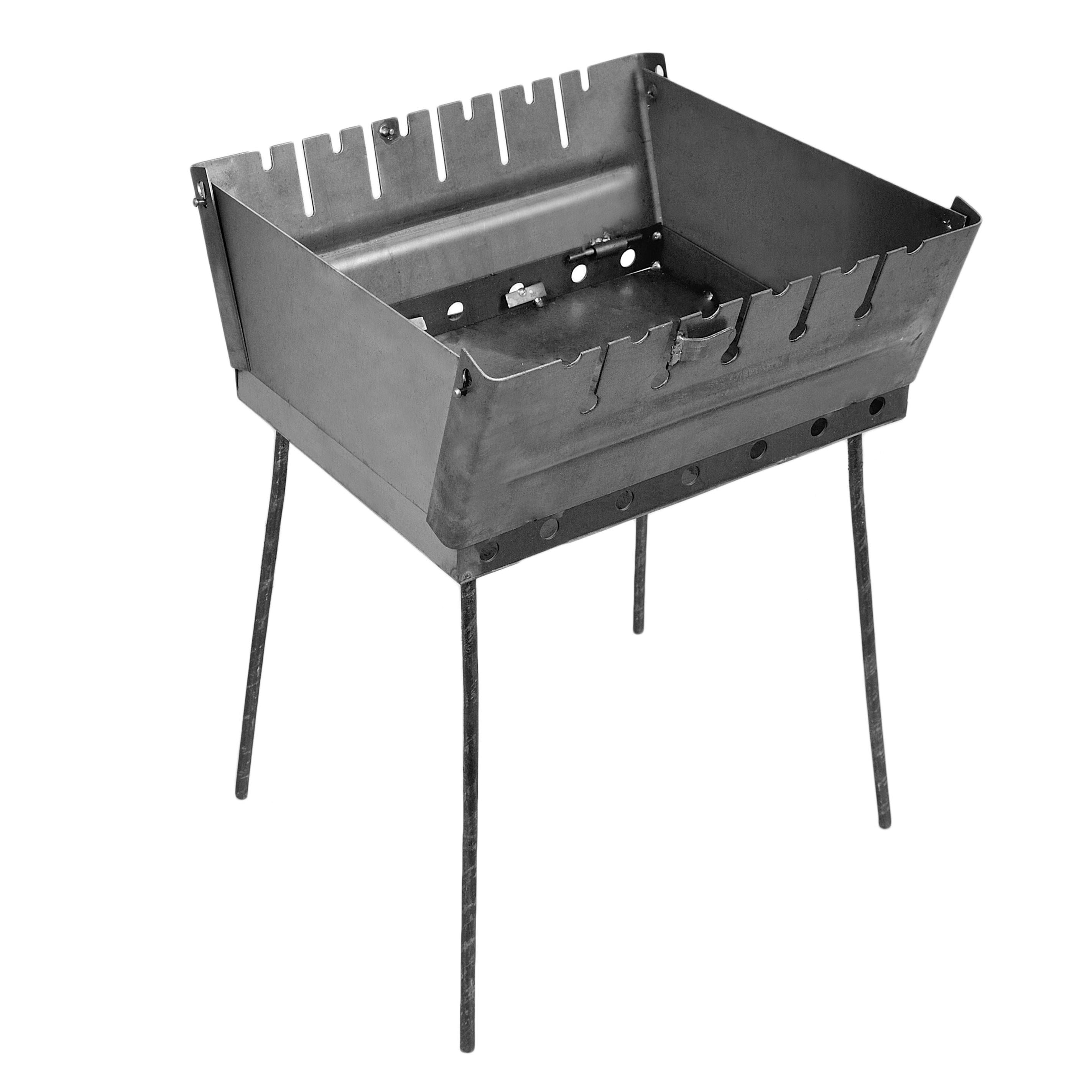 Мангал-валіза 2 мм на 6 шампурів 370х350х160 мм розкладний похідний