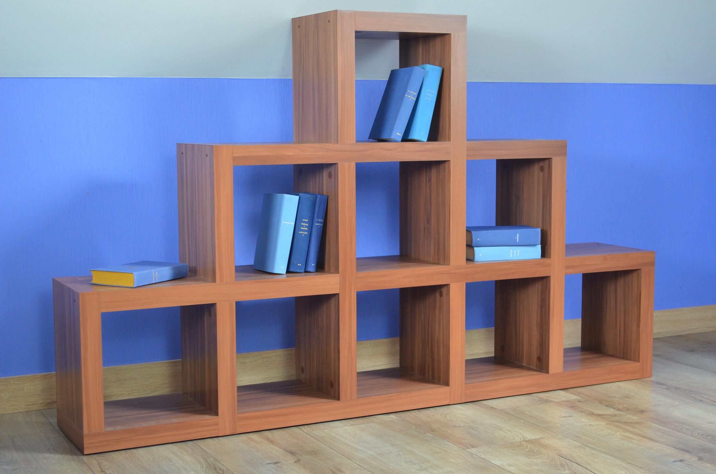 Шафа модульна для книг Inteo Кубус Гірка 3 1750х1070х290 мм товщина корпусу 50 мм Горіх