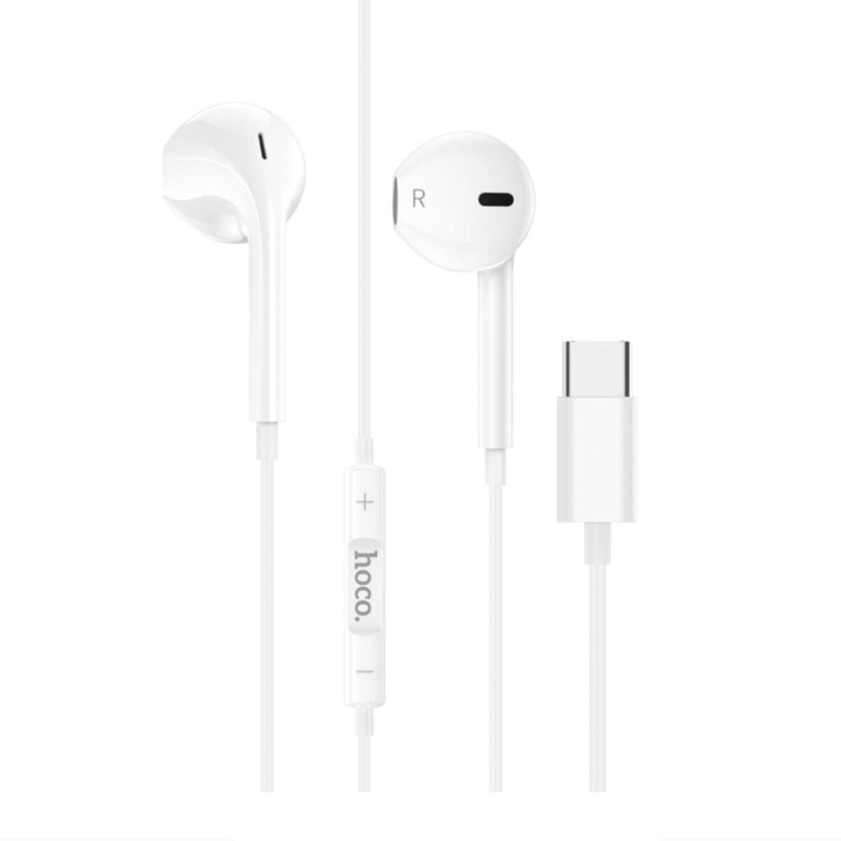 Наушники проводные Hoco M101 Crystal joy Type-C wire-controlled digital earphones with microphone White (573169)