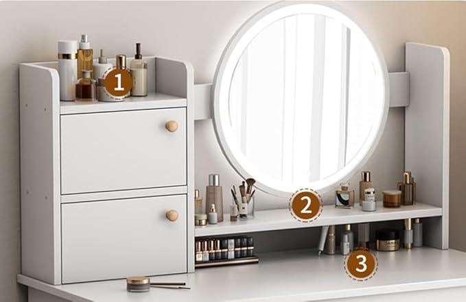 Столик для макияжа с зеркалом с LED подсветкой и шкафчиками 80х40х128 см (17246) - фото 7 Столик для макияжа с зеркалом с LED подсветкой и шкафчиками 80х40х128 см (17246) - фото 7