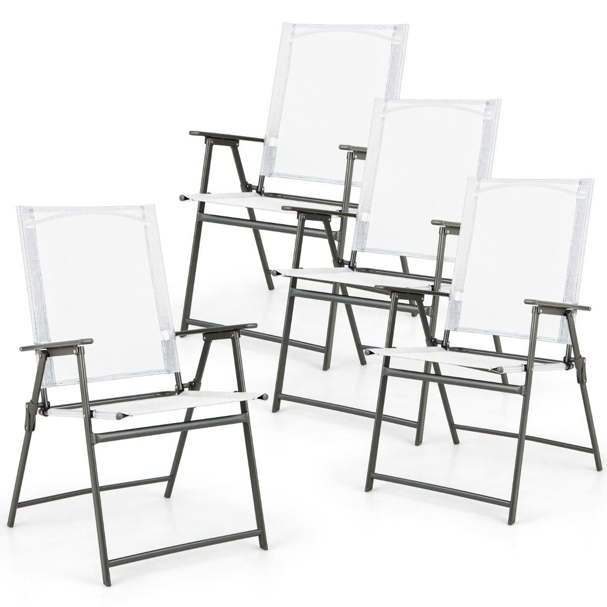 Стул садовый складной 58x62x96 см Белый (COSTWAY-01432)