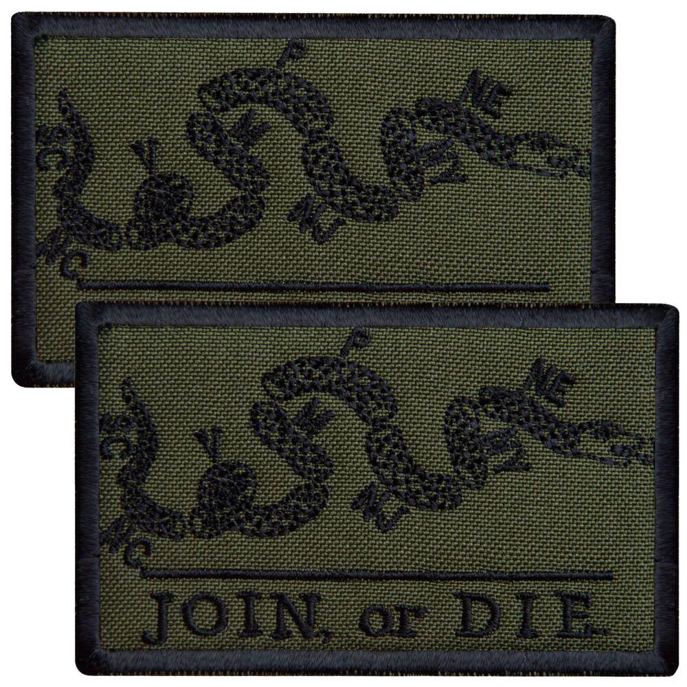 Набір шевронів з липучкою "JOIN or DIE" 5х8 см 2 шт. Хакі (25448)