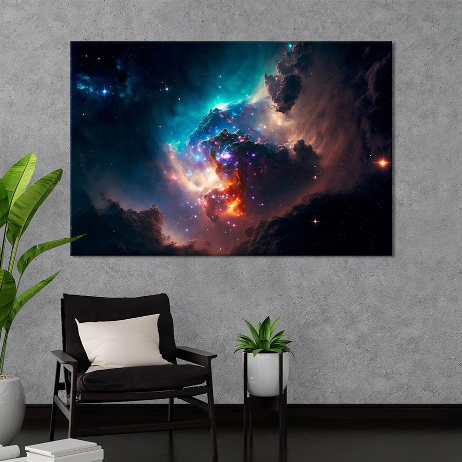 Картина космос Огни туманной галактики 51x34 см (A1281-1)