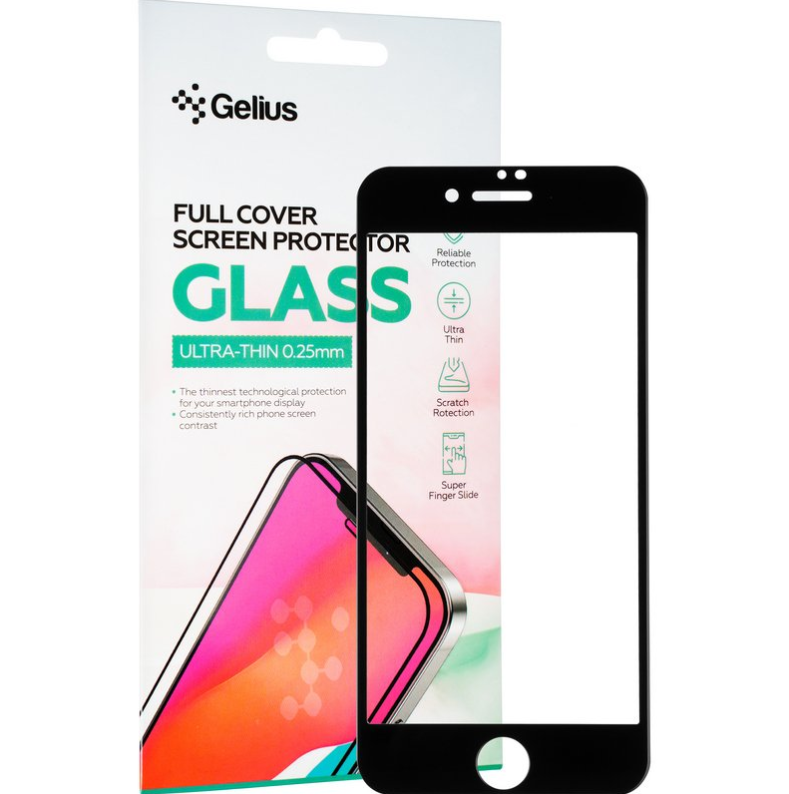 Захисне скло Gelius Full Cover Ultra-Thin 0.25mm для iPhone 7 Black