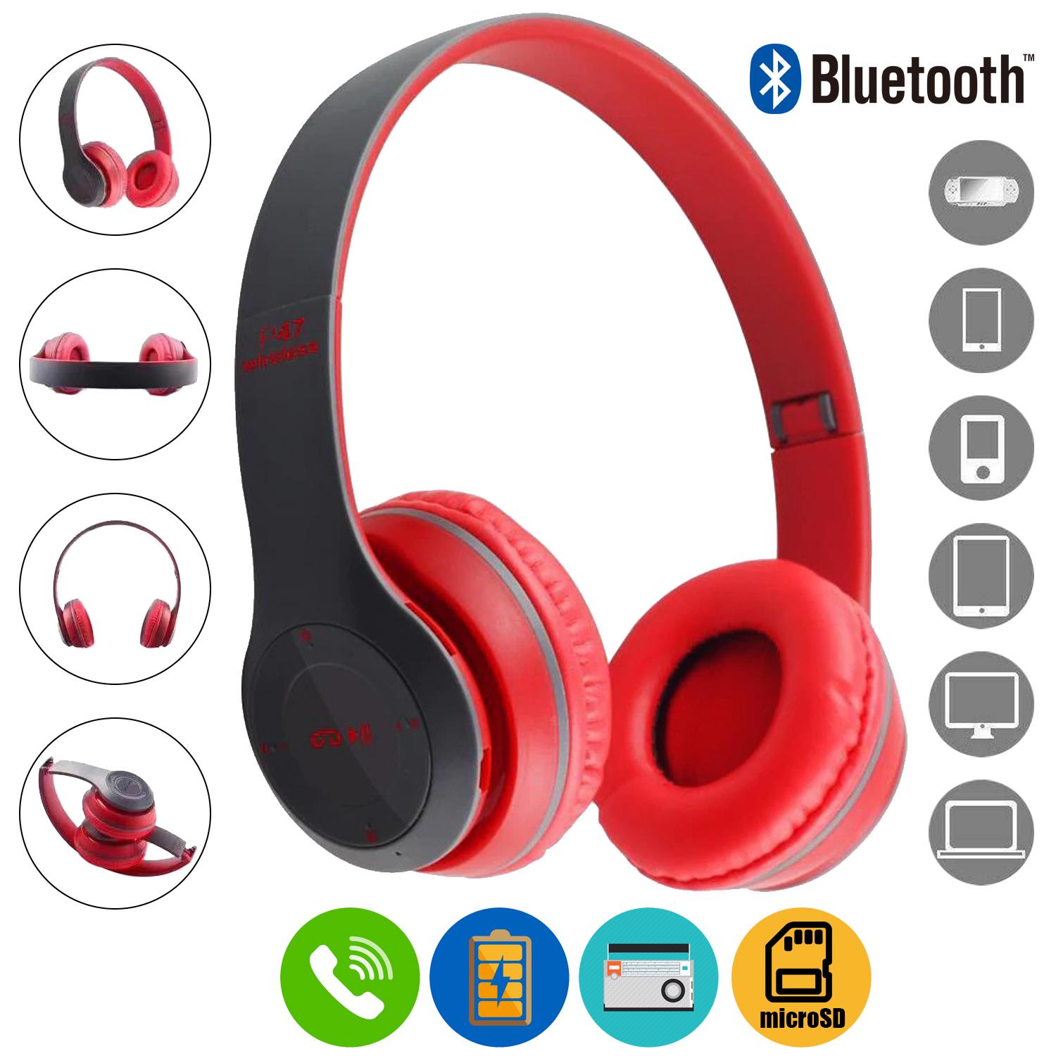 Беспроводные наушники Bluetooth Wireless Headset P47 Красный - фото 6