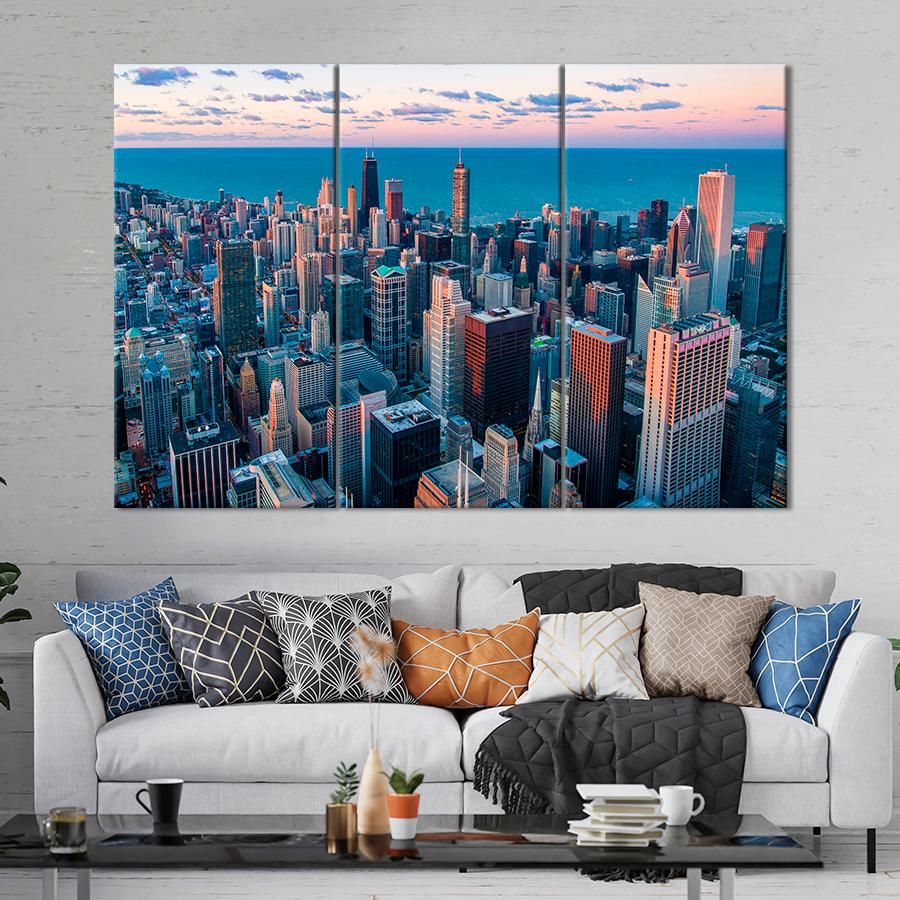 Картина город Красивые небоскрёбы Чикаго 128x81 см (A792-3)