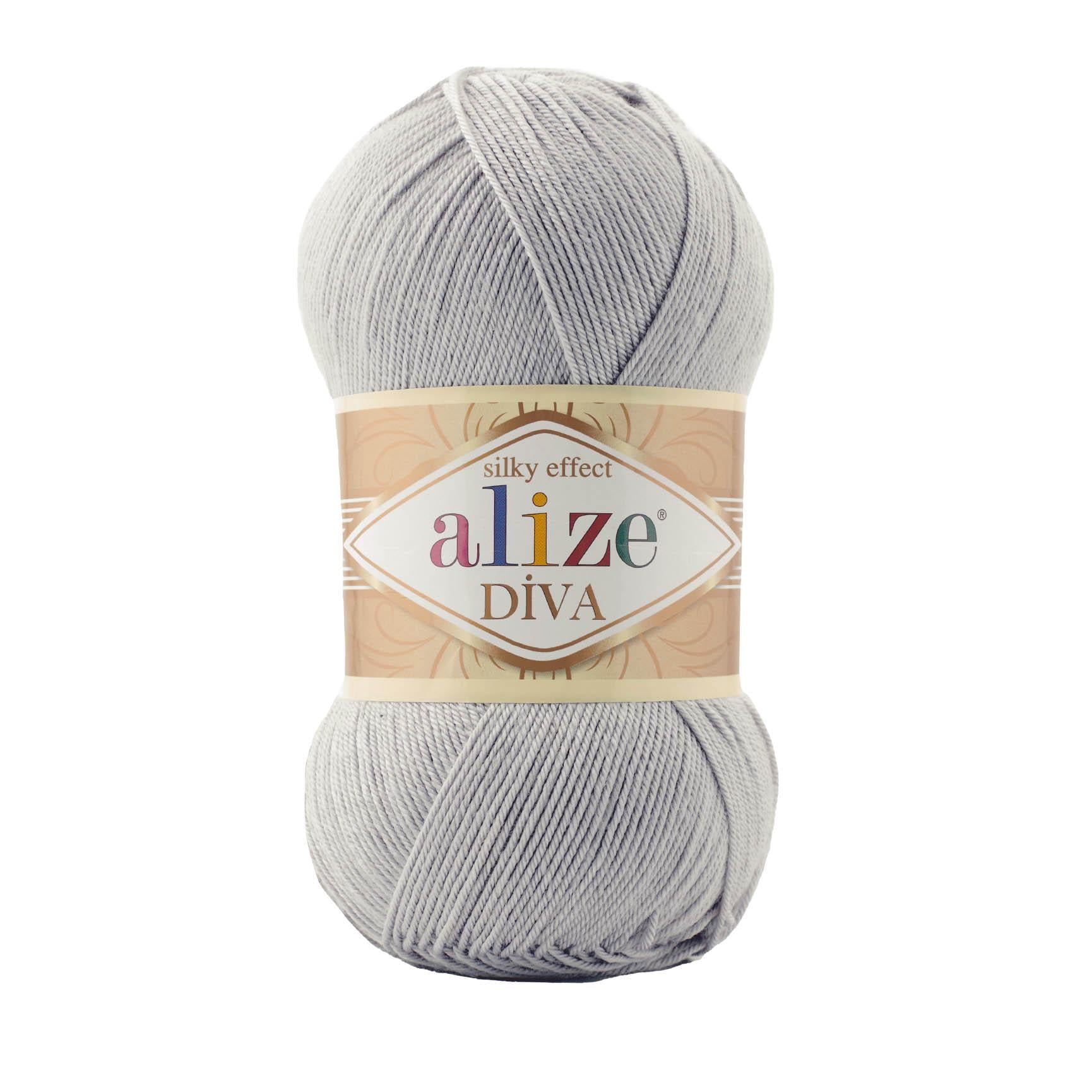 Пряжа Alize Diva 168 світло сірий (7482)
