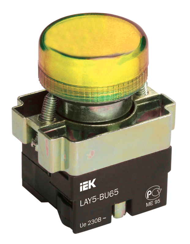 Лампа сигнальная УЕК LAY5-BU65 22 мм LED 230 V AC Желтый (BLS50-BU-K05)