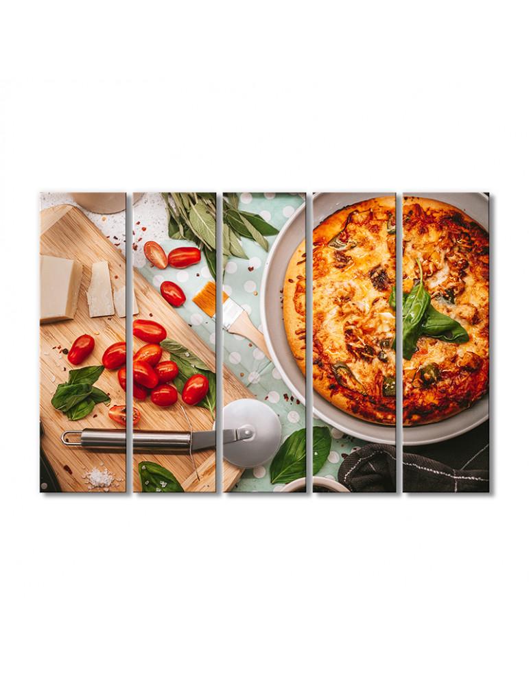 Картина модульная Пирог с перцем и томатами 5 модулей 90x135 см