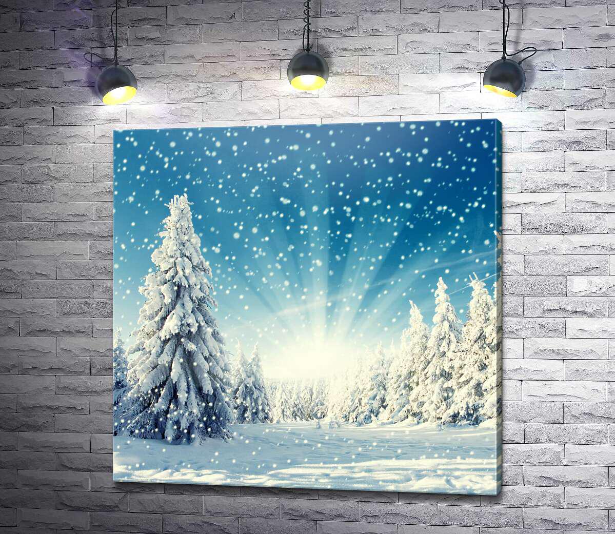 Картина ArtPoster Заснеженный лес в лучах яркой зари 100x100 см Модуль №1 (004413) Картина ArtPoster Заснеженный лес в лучах яркой зари 100x100 см Модуль №1 (004413)