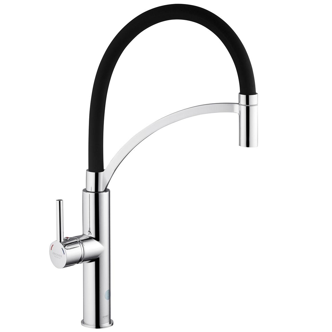 Смеситель для кухни Kroner Ersel CV033801 с гибким изливом Черный (234002)