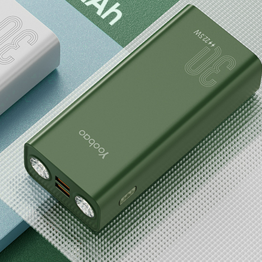 Повербанк с фонариком Yoobao 30000 mAh 2USB/1Type-C 20W Зеленый - фото 2