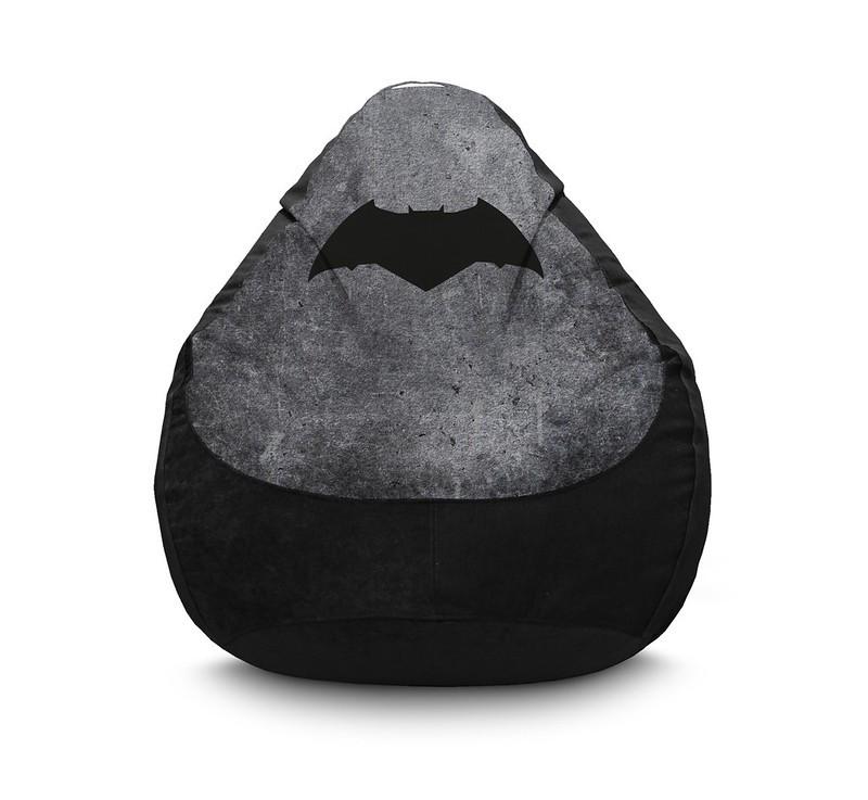 Кресло мешок iPuff Batman New logo black Флок XXXL 100х135 см Черный
