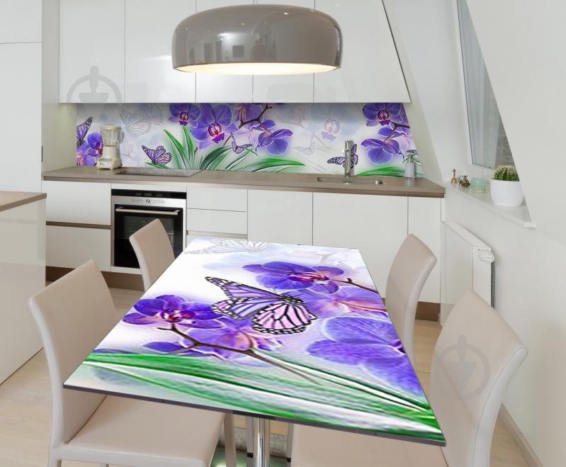 Наклейка виниловая на стол Zatarga "Синие Орхидеи и бабочки" 600х1200 мм Наклейка виниловая на стол Zatarga "Синие Орхидеи и бабочки" 600х1200 мм