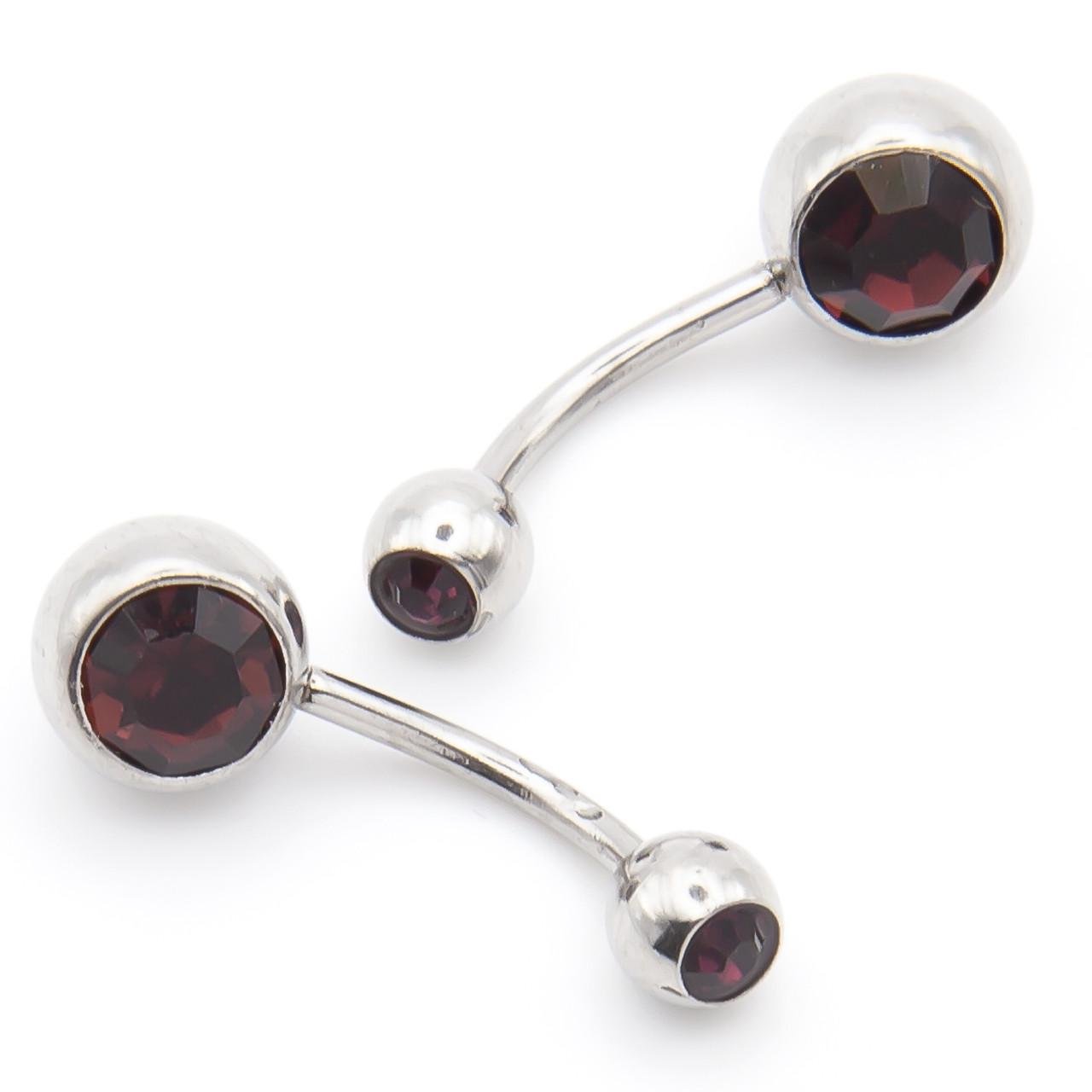 Серьга для пирсинга Банан стразы из нержавеющей стали 12х5/8х1,5 мм 1 шт. Коричневый (ПС0508б08)