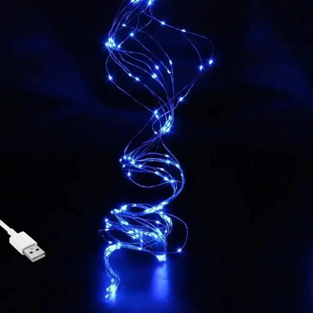 Новорічна гірлянда Кінський хвіст 2,4 м 240 LED 10 ниток від USB 8 режимів IP44 Синій