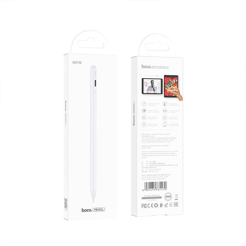 Стилус Hoco Smooth для сенсорних екранів series active anti-mistake touch capacitive pen for iPAD GM102 White (574198) - фото 7