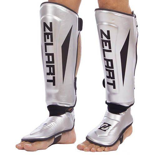Защита для голени и стопы Zelart BO-1330 M Черный/Серебряный (37363081)