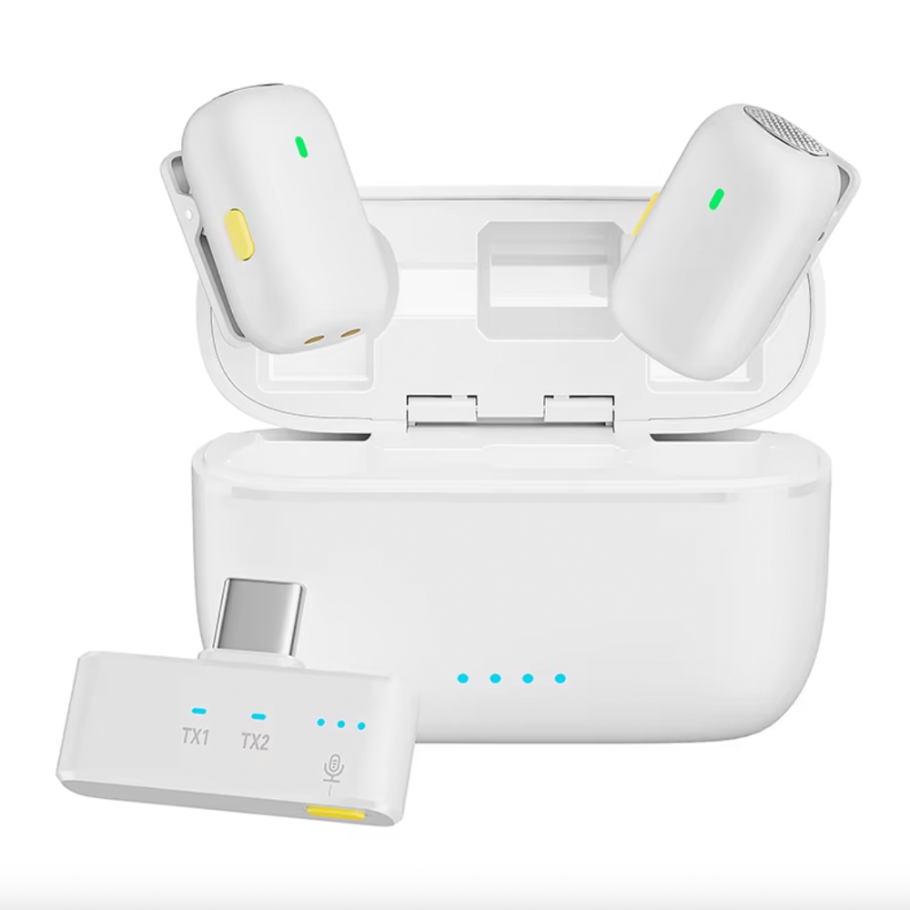 Мікрофон петличний бездротовий Savetek M19 для телефонів з Type-C з адаптером Type-C на Lightning White (115111108)