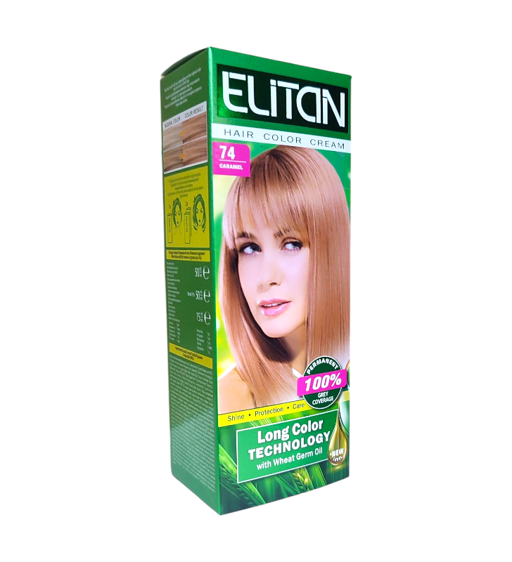 Крем-краска для волос ELITAN 74 Карамель